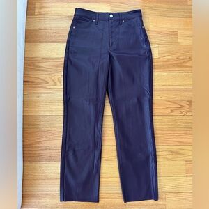 Express Deep Purple High Waisted Faux Leather Modern Straight Pants - Size: 10R